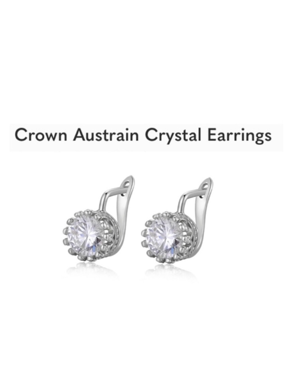 Crown Austrian Crystal Earrings - Silver Clear